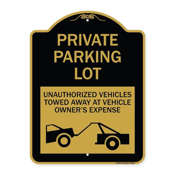 Signmission Private Parking Lot Unauthorized Vehicles Towed at Owner Expense, A-DES-BG-1824-23264 A-DES-BG-1824-23264 - main